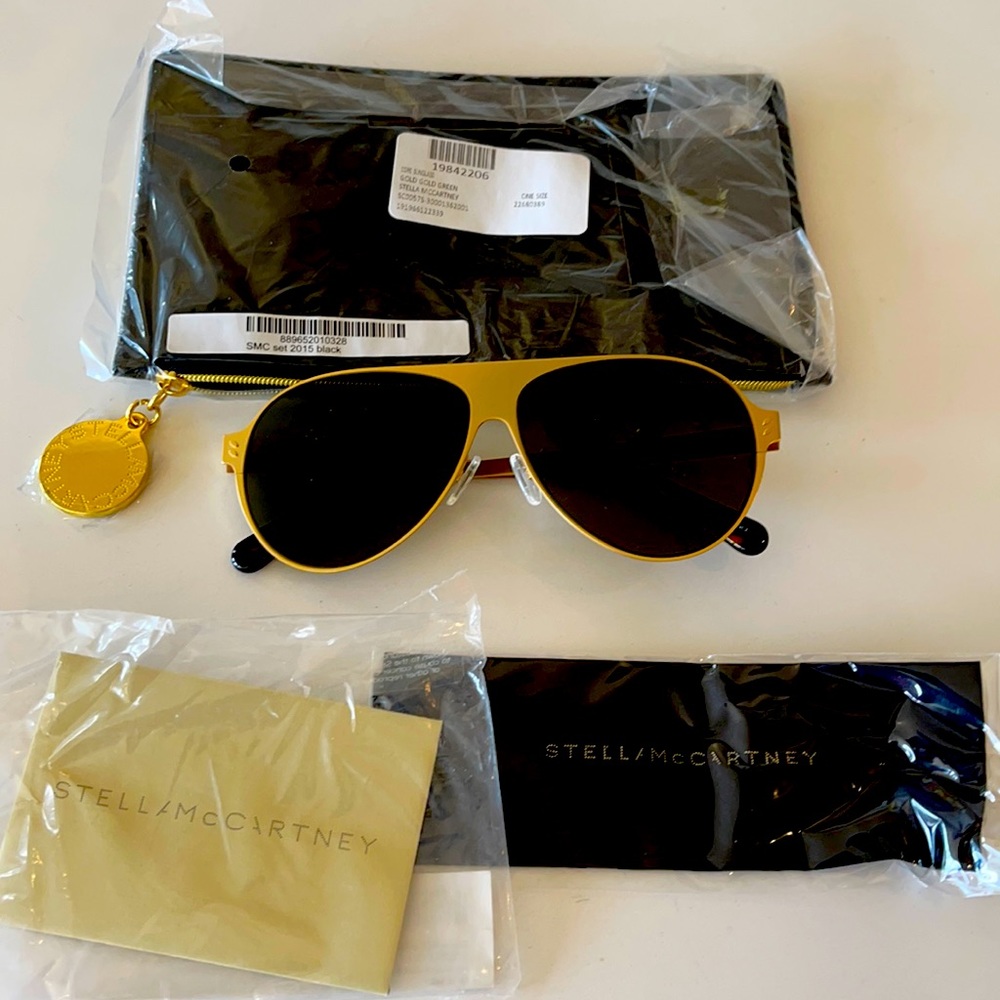 Stella McCartney sunglasses gold with green lenses